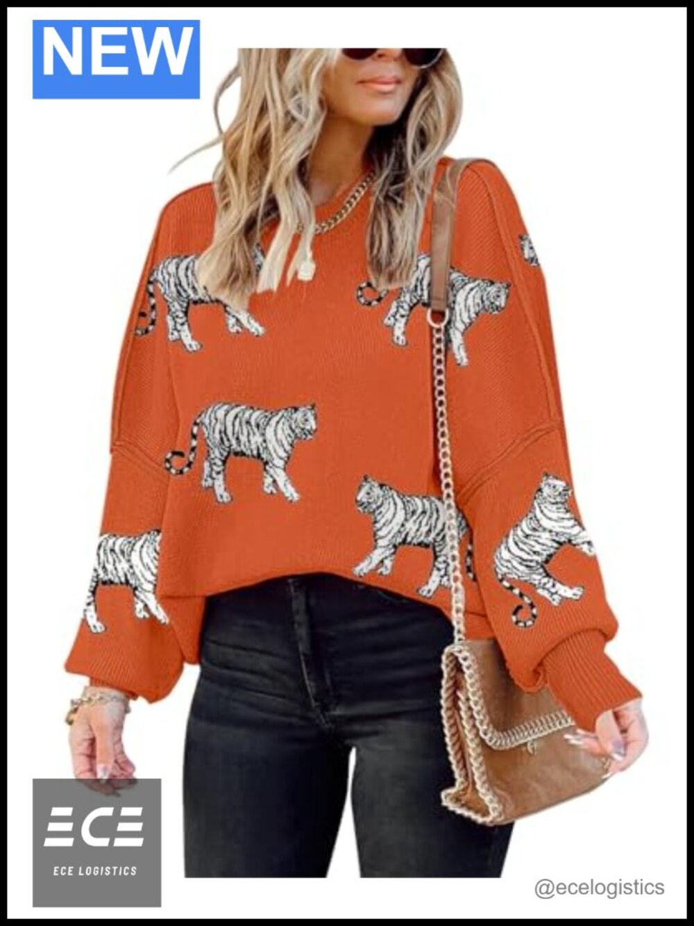 Oversized Batwing Sleeve Knit Pullover Sweater with Pearls